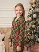 Детская теплая новогодняя пижама для девочки Tair kids Новогодняя 897КС 98 см Клетка зеленая (2100011850651) - изображение 4