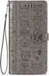 Чехол Embossed Cat and Dog для Xiaomi Poco X3 / X3 Pro книжка кожа PU с визитницей серый - изображение 2