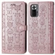 Чехол Embossed Cat and Dog для Xiaomi Redmi Note 10 Pro книжка кожа PU с визитницей розовое золото - изображение 1