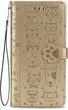 Чехол Embossed Cat and Dog для Xiaomi Poco X3 / X3 Pro книжка кожа PU с визитницей золотистый - изображение 2