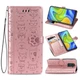 Чехол Embossed Cat and Dog для Xiaomi Redmi Note 9 книжка кожа PU с визитницей розовое золото - изображение 1