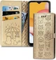 Чехол Embossed Cat and Dog для Xiaomi Poco X3 / X3 Pro книжка кожа PU с визитницей золотистый - изображение 1