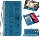 Чохол Embossed Cat and Dog для Iphone 11 Pro книжка з візитницею шкіра PU блакитний - зображення 1
