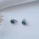 Серебряные серьги (пара) серёжки вставка круг с большим камнем цвет Морской волны черненое серебро 925 21090 - изображение 3