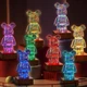 3D лампа Хрустальный Мишка Фейерверк Медведь Bearbick декоративный стеклянный ночник светодиодный светильник 16 цветов LED на аккумуляторе - изображение 3