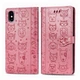 Чохол Embossed Cat and Dog для IPhone XS Max книжка з візитівкою шкіра PU рожевий - зображення 8