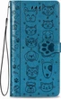 Чехол Embossed Cat and Dog для Xiaomi Redmi Note 12 книжка кожа PU с визитницей голубой - изображение 2