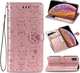 Чехол Embossed Cat and Dog для IPhone XS Max книжка с визитницей кожа PU розовое золото - изображение 1