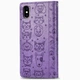Чехол Embossed Cat and Dog для IPhone XS Max книжка с визитницей кожа PU фиолетовый - изображение 3