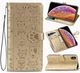 Чехол Embossed Cat and Dog для IPhone XS Max книжка с визитницей кожа PU золотистый - изображение 1