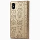 Чехол Embossed Cat and Dog для IPhone XS Max книжка с визитницей кожа PU золотистый - изображение 3