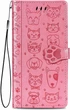 Чехол Embossed Cat and Dog для Xiaomi Redmi Note 12 книжка кожа PU с визитницей розовый - изображение 2
