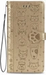 Чехол Embossed Cat and Dog для Xiaomi Redmi Note 12 книжка кожа PU с визитницей золотистый - изображение 2