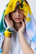 Шовкова хустка Соняхи 85х85 см жовто-блакитний - зображення 7