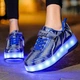 Роликовые кроссовки для мальчиков с LED подсветкой синие на 2-х колёсах (LR 1285) 31(19,5см) - изображение 8