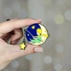 Металевий значок, пін "Маленький принц з вудкою. Місяць" (Знач0659) - зображення 1