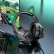 Ігрові навушники BOROFONE BO106 CAT EAR з мікрофоном та підсвіткою Чорний-Зелений - изображение 6