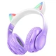 Навушники Bluetooth Hoco W42 бездротові повнорозмірні Cat Ear з підсвічуванням Фіолетовий - изображение 3