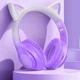 Навушники Bluetooth Hoco W42 бездротові повнорозмірні Cat Ear з підсвічуванням Фіолетовий - изображение 4