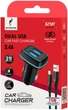 Автомобильное зарядное устройство Sky Dolphin SZ18T 2 USB 3.4 A + кабель Type-C Black (AZP-000100) - изображение 2