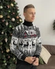 Чоловічий новорічний светр з оленями "House" Чорний, під шию, розмір 3XL - зображення 3