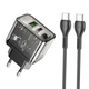Блок питания Hoco N34 Dazzling + кабель Type-C (PD 20 Вт, QC 3.0, USB Type-C USB Type-A, мощный, с быстрой зарядкой) - Черный - изображение 1