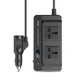 Автомобильный инвертор XO CZ011 200W (x2 USB Type-A, Type-С , DC, 5V/12V, CN/EU, LED-дисплей, прикуриватель, розетка в машину) - Черный - изображение 1