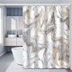 Шторка для ванной комнаты Bathlux 180 x 180 см с водоотталкивающим покрытием с мраморным бежевым узором - изображение 4