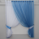 Кухонный комплект штор VR-Textil Дуэт № 060к с подвязками 330х170 см Голубой с белым (50-416) - изображение 1