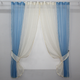 Кухонний комплект штор VR-Textil № 017к з підв'язками на карниз 1-1.5 м 265х170 см Блакитний з молочним (50-665) - зображення 1