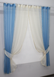 Кухонний комплект штор VR-Textil № 017к з підв'язками на карниз 1-1.5 м 265х170 см Блакитний з молочним (50-665) - зображення 2