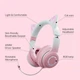 Навушники FINGERTIME BT029C CAT EAR з мікрофоном та підсвічуванням з котячими вушками, бездротові + дротові, колір фіолетовий - зображення 13