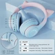 Навушники FINGERTIME BT029C CAT EAR з мікрофоном та підсвічуванням з котячими вушками, бездротові + дротові, колір фіолетовий - зображення 6
