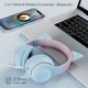 Навушники FINGERTIME BT029C CAT EAR з мікрофоном та підсвічуванням з котячими вушками, бездротові + дротові, колір фіолетовий - зображення 10