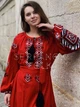 Червона сукня вишиванка лляна стиль бохо "Любов" довга сукня з вишивкою в чорному і білому кольорах 12509-58 (3ХL) - зображення 7