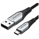 Кабель реверсивний Vention USB 2.0 — microUSB 1 м металеві конектори Black (YM0266) - зображення 1