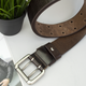 Ремень мужской кожаный JK-4561 brown широкий коричневый двухшпеньковый (120 см) - изображение 7