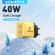 Зарядний пристрій ASOMETECH GaN 40W dual Type-C ports швидка зарядка PD+QC3.0 Yellow - зображення 1