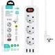 Мережевий фільтр Hoco NS2 (3 розетки + 3 USB) 1.8m (white) - зображення 4