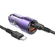 Автомобільний зарядний пристрій Borofone BZ20A charger set(C to C) USB-A/Type-C Transparent Purple (BZ20ACCTP) - изображение 2