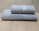 Набор турецких махровых полотенец Zeron 50х90+70х140 Zigzag Bordur Grey - изображение 1