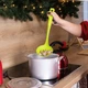 Шумовка поварская кухонная пластиковая перфорированная с прорезями 34 см Салатовая - изображение 2