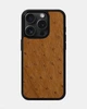 Чохол Kartell із світло-коричневої шкіри страуса з фолікулами для iPhone 15 Pro Max - зображення 1