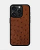 Чохол Kartell із коричневої шкіри страуса з фолікулами для iPhone 15 Pro Max - зображення 1