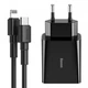 Сетевое зарядное устройство Baseus Speed Mini 18W 3A + Cable Type-C to Lightning TZCCFS-F01 Black - изображение 1