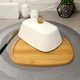 Белая фарфоровая маслёнка на бамбуковой основе Bona - изображение 5