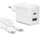 Мережевий зарядний пристрій ANKER PowerPort 312 - 20W USB-C & USB-A + USB-C cable - зображення 1