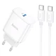 СЗУ Hoco C104A PD20W (1USB-C) + кабель Type-C to Type-C White - зображення 1