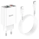 Мережевий зарядний пристрій HOCO C100A PD20W+QC3.0 + Type-C to Lightning / White - зображення 1