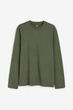 Бавовняний лонгслів H&M Regular Fit L хакі 1029317023 - изображение 1